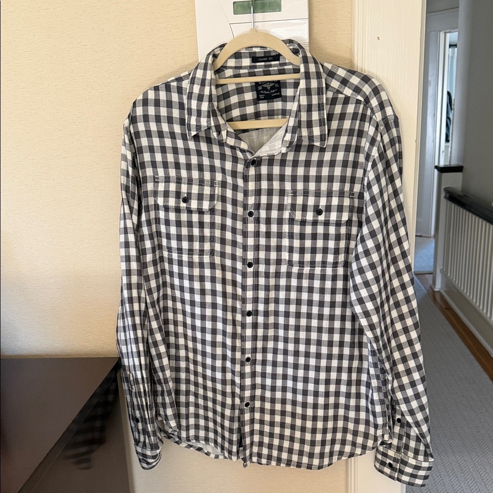 Lucky Brand Black & White Gingham Button-Down Shirt